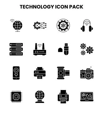 Technology Glyph Collection Icons Pack Ilustración de archivo