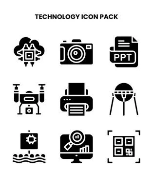 Technology Glyph Design Icons Pack Illustration