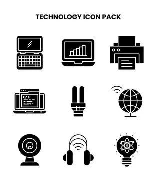 Technology Glyph Graphics Icons Pack Illustrazione stock