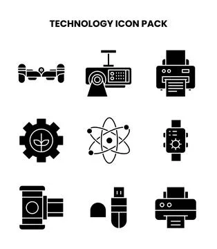 Technology Glyph Icons Pack 库存插图
