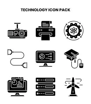 Technology Glyph Icons Pack イラスト素材