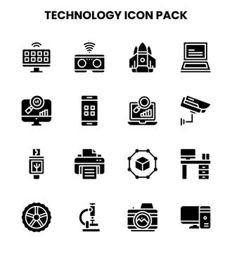 Technology Glyph Scalable Icons Pack イラスト素材