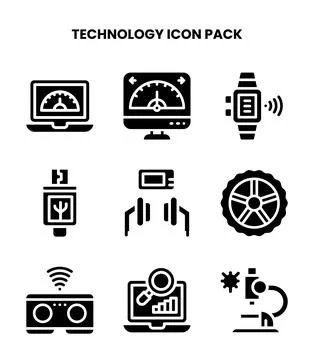 Technology Glyph Vector Icons Pack Stock-Illustration