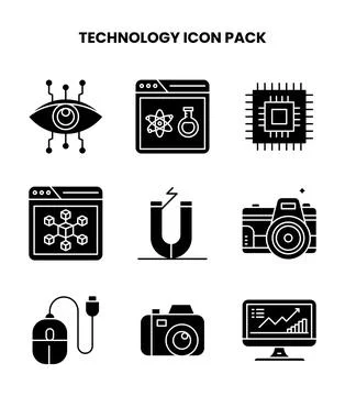 Technology Glyph Vector Icons Pack イラスト素材