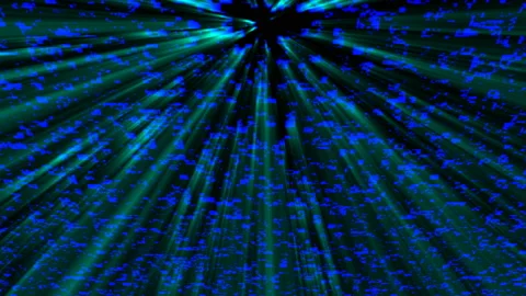 Technology God rays in space with abstract objects, 3d render background Stock Footage 95561093