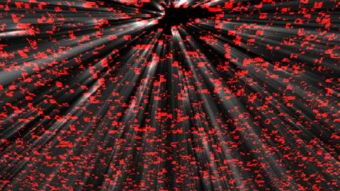 Technology God rays in space with abstract objects, 3d render background 스톡 일러스트