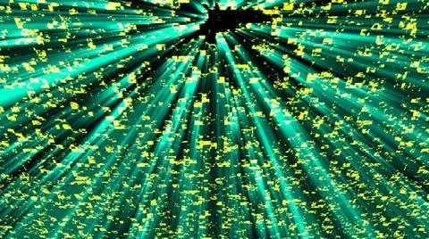 Technology God rays in space with abstract objects, 3d render background, ... Stock Photos