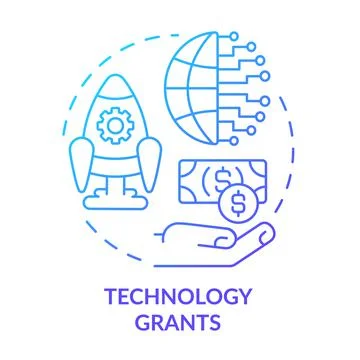 Technology grants blue gradient concept icon Stock Illustration