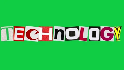 Technology graphic text paper cut Stop Motion, magazine collage, ransom not.. Stock Footage 336824078