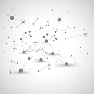 Technology gray background. Molecule and communication background. Graphic Stock Illustration