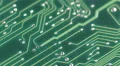 Technology Green Background Closeup Focus Mainboard Electronics Scheme Circuits HD Footage