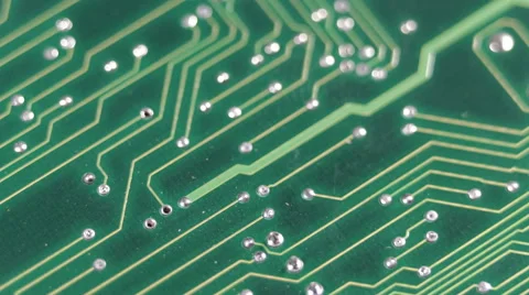 Technology Green Background Closeup Focus Mainboard Electronics Scheme Circuits Stock Footage 44353516