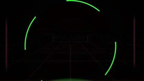 Technology Green Circle Grid Tunnel Futuristic Abstract Motion Background Stock Footage 343770077