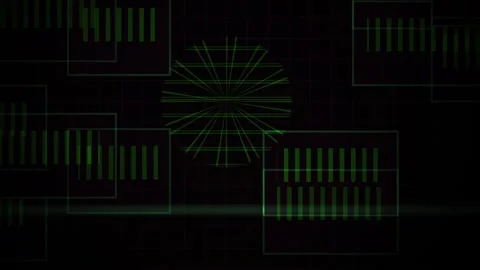 Technology Green Digital Grid Background with Moving Scanning Radar Interfa.. Stock Footage 343770119