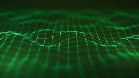 Technology green energy waveform on a dark green representing technological and Stock Illustration