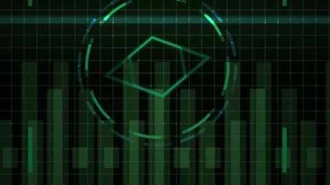 Technology Green Futuristic Digital Interface for Screen Displays and Data .. Stock Footage 343770110