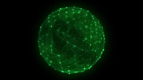 Technology green sphere with connecting dots and lines. Abstract structure. Stock Footage 310322232