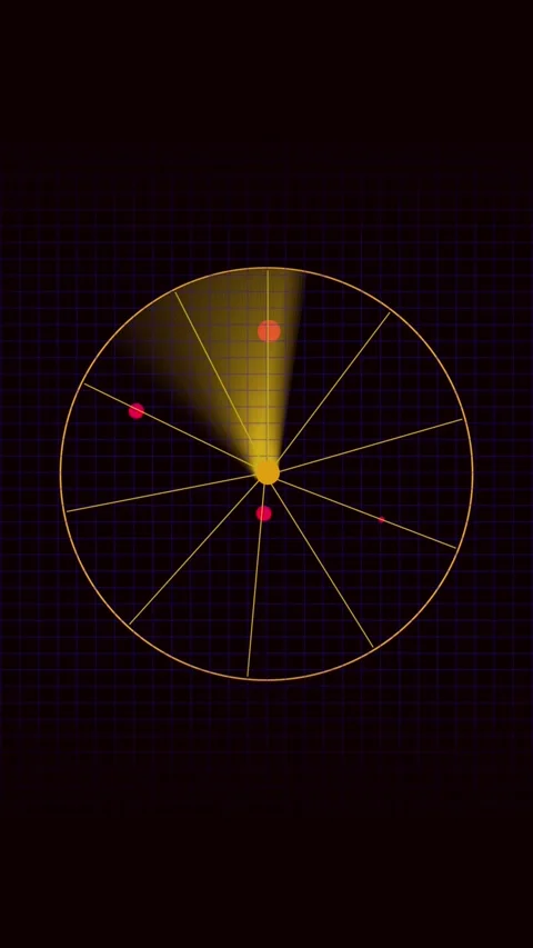 Technology grid animation. Golden circle vertical video abstract light rays.. Stock Footage 321628370
