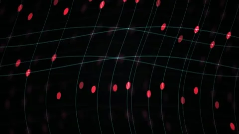 Technology Grid Background with Glowing Red Dots in Motion Stock Footage 343770299