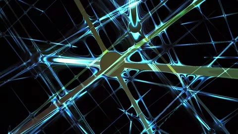 Technology Grid Network Background with Glowing Blue Lines Moving in Abstra.. Stock Footage 343770421