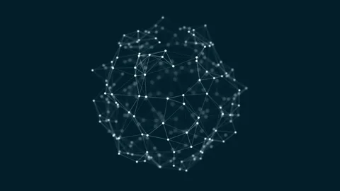 Technology grid sphere. Wireframe sphere consisting of points and lines. Vídeo Stock 152883435