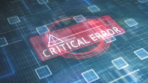 Technology grid video red critical error message with code in background, hacker Stock Footage 282429295