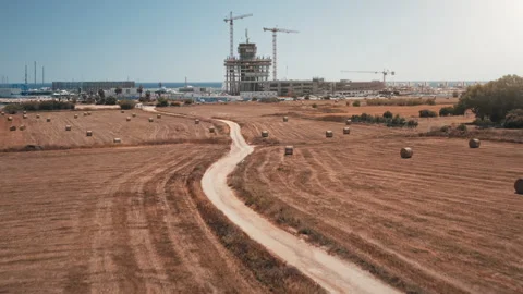 Technology growth, evolution success, concept road from desert agriculture past 스톡 동영상 166008592