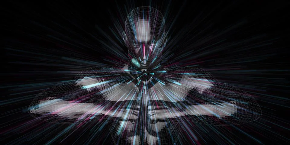 Technology Guardian Artificial Intelligence Security Concept Background Stock Illustration