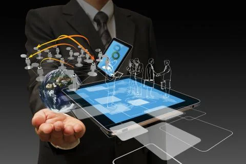 Technology in the hand of businessmen Stock Illustration