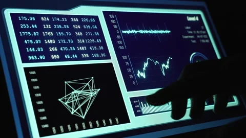 Technology hand digital interface data Stock Footage 276229395