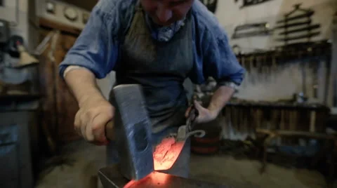 Technology of hand-forged metal Stock Footage 67737697