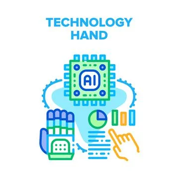 Technology Hand Vector Concept Color Illustration Stock Illustration