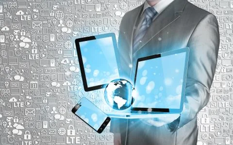 Technology in the hands of businessmen Stock Illustration