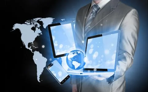Technology in the hands of businessmen Illustrazione stock