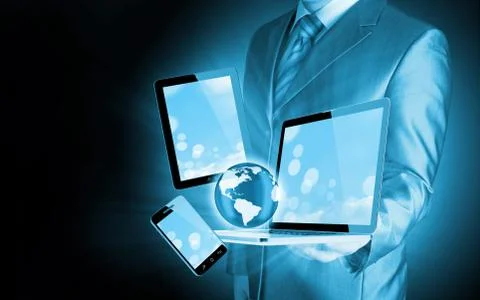 Technology in the hands of businessmen Stock Illustration