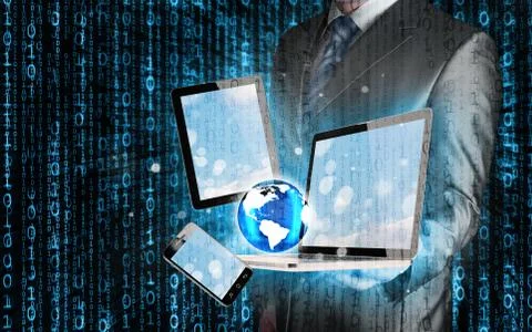 Technology in the hands of businessmen Illustrazione stock