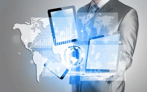 Technology in the hands of businessmen Stock Illustration