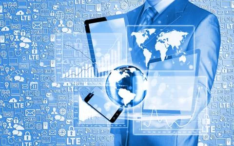 Technology in the hands of businessmen Stock-Illustration