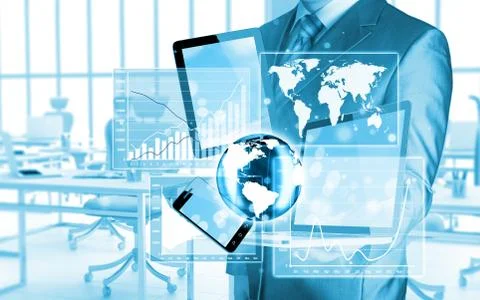 Technology in the hands of businessmen Stock Illustration