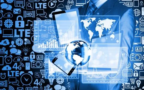 Technology in the hands of businessmen Stock Illustration