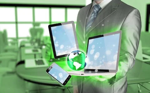 Technology in the hands of businessmen Stock Illustration
