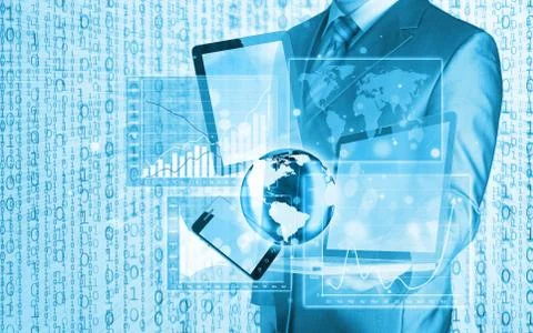 Technology in the hands of businessmen Stock Illustration