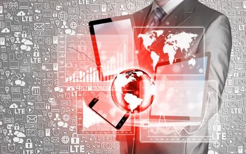 Technology in the hands of businessmen Stock Illustration