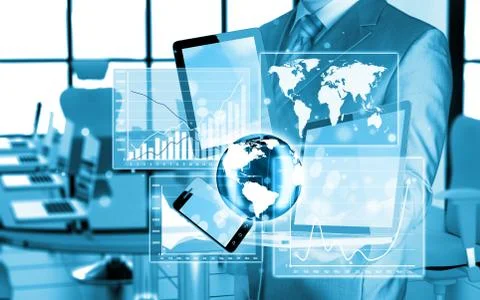 Technology in the hands of businessmen Stock Illustration