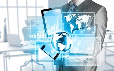 Technology in the hands of businessmen Stock Illustration