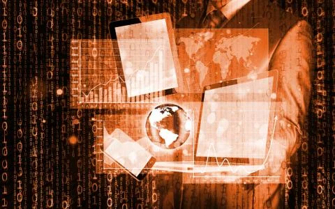 Technology in the hands of businessmen Stock Illustration