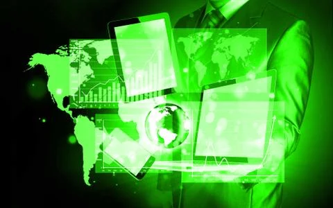 Technology in the hands of businessmen Stock Illustration