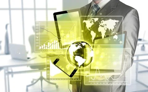 Technology in the hands of businessmen Stock Illustration