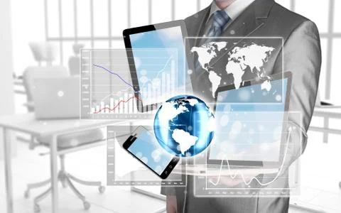 Technology in the hands of businessmen Illustrazione stock