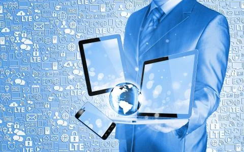 Technology in the hands of businessmen Stock Illustration